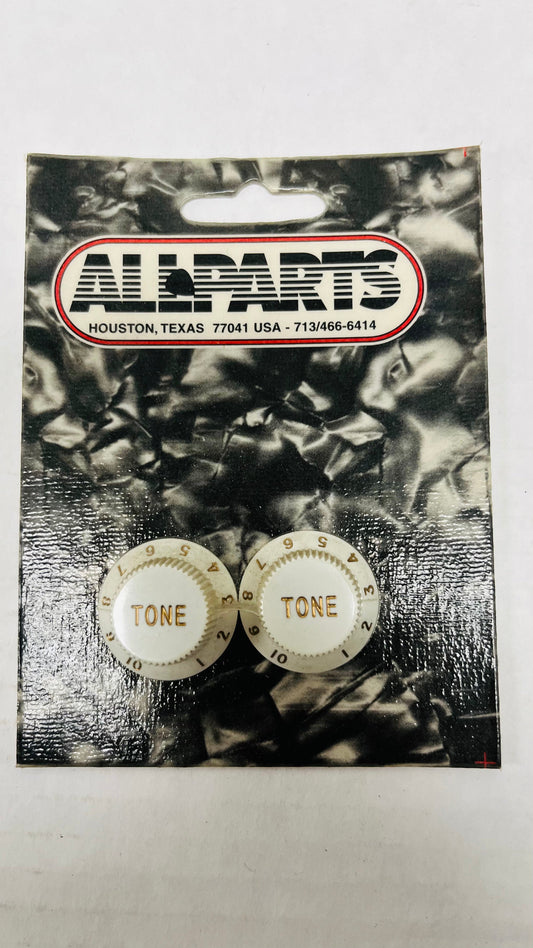 AllParts - Set of 2 Guitar Tone Knobs for Stratocaster - White PK0153