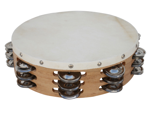 FM - 10 inch Triple Row Tambourine with Calf Skin Head